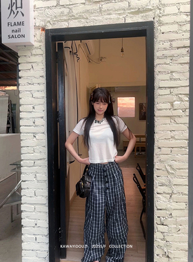 Kawayi豆子【慵懒夏日】jennie同款 随性短款白色t夏新款百搭上衣