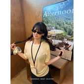 纯色T百搭休闲薄款 Kawayi豆子 透气上衣 修身 中袖 叠穿秘籍 夏季