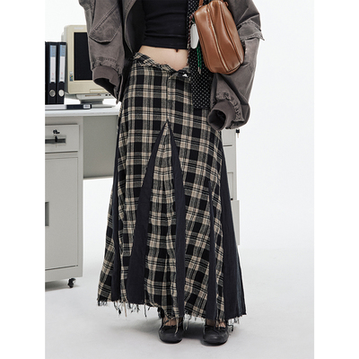 JUMPNEXT复古手撕毛边大摆裙