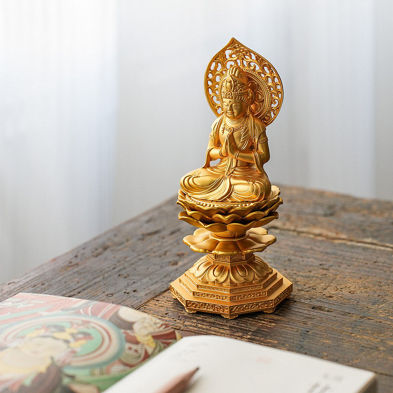 大势至菩萨 日本进口镀金佛像摆件生肖马年礼物祝福书房供奉许愿