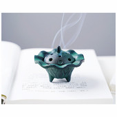 一步莲华 手作佛学禅意莲荷花茶道香薰书房摆件 日本进口莲台香炉