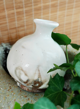 粉引 日本进口信乐烧粗陶花器花瓶插花复古手作家居书房摆件送礼