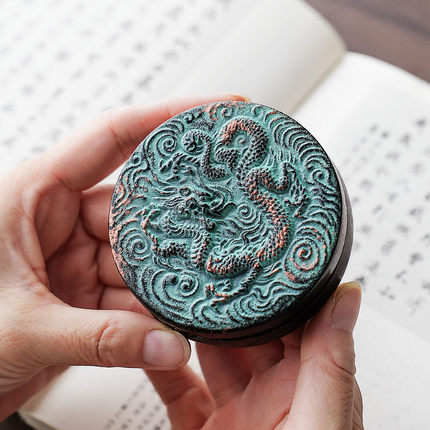 龙腾 日本进口南部铁器生肖龙年印泥印台印章篆刻书法画文房礼物