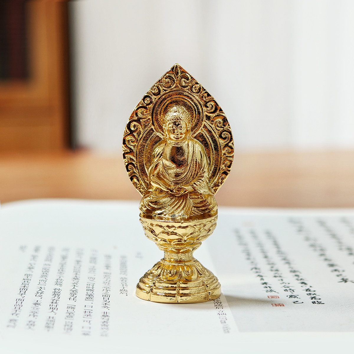 释迦牟尼 进口镀金如来佛像日本大师手作书房摆件平安祝福运供奉