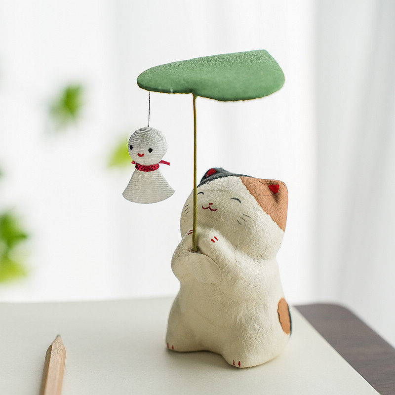 日本进口祝福猫咪青蛙摆件
