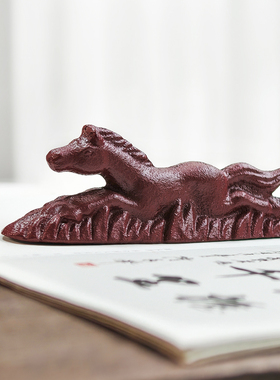 日本进口生肖马文镇笔架摆件