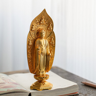 日本进口药师佛如来佛镀金佛像供奉桌面摆件许愿保佑还愿书房日式
