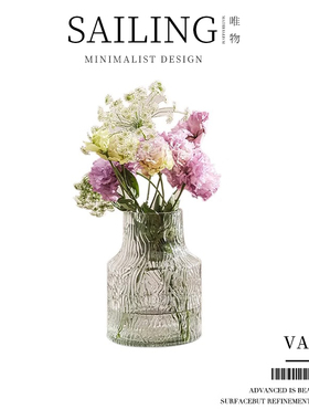 Sailing冰川波纹花瓶摆件客厅水养插花瓶鲜花装饰高级感透明玻璃