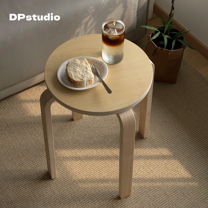 福利彩色实木圆凳家用小户型可叠放板凳化妆凳咖啡厅民宿休闲凳子