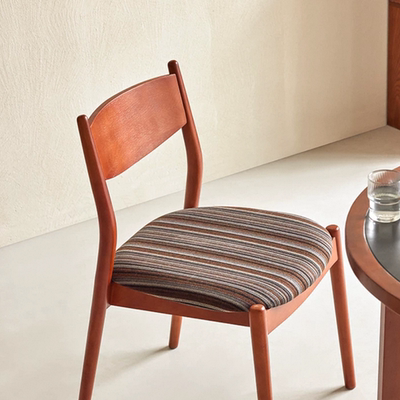 中古风实木餐椅北欧小户型家用靠背椅网红复古咖啡厅复古单人椅