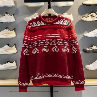 李宁套头无帽编织衫保暖