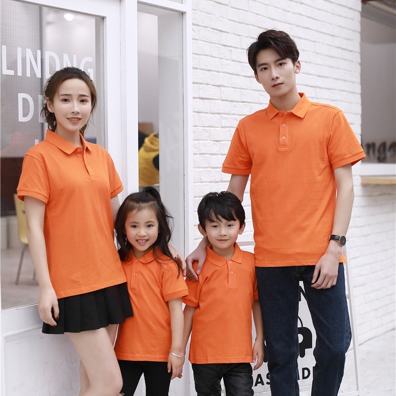 精梳棉纯色全棉翻领商务团体工作服POLO衫超市餐饮t恤情侣亲子装