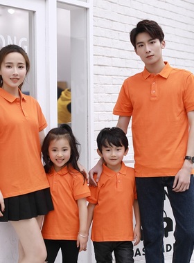精梳棉纯色全棉翻领商务团体工作服POLO衫超市餐饮t恤情侣亲子装