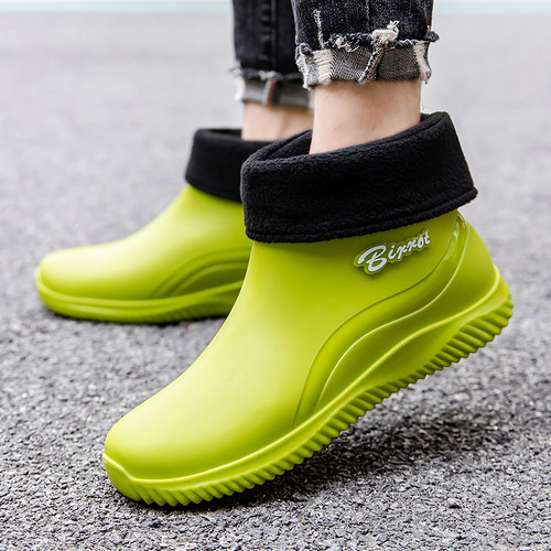 水鞋男款秋冬加绒保暖防水防滑胶鞋厨房专用户外钓鱼劳保雨鞋男士