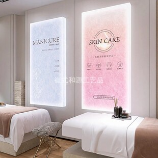 美容院广告灯箱亚克力杜帮纸复古灯箱背景墙网红创意发光门头招牌