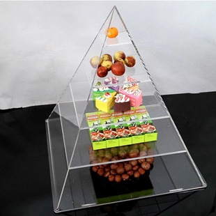 亚克力金字塔模型雕塑摆件透明展示架有机玻璃分层收纳锥形防尘罩