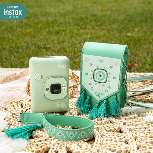 富士 instax 游民牧歌系列 mini LiPlay 手绳相机包套装草绿深咖