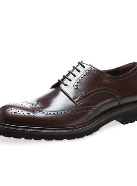 意大利原装进口germano bellesi头层牛皮商务皮鞋圆头牛皮鞋 深棕