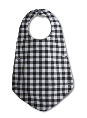 新西兰原装进口MESSY PUP短毛绒口水巾婴儿围嘴宝宝围兜黑方格