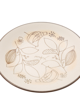 日本进口ceramic蓝陶瓷菜碟子家用日式浅盘平盘圆形菜盘20cm 黄色