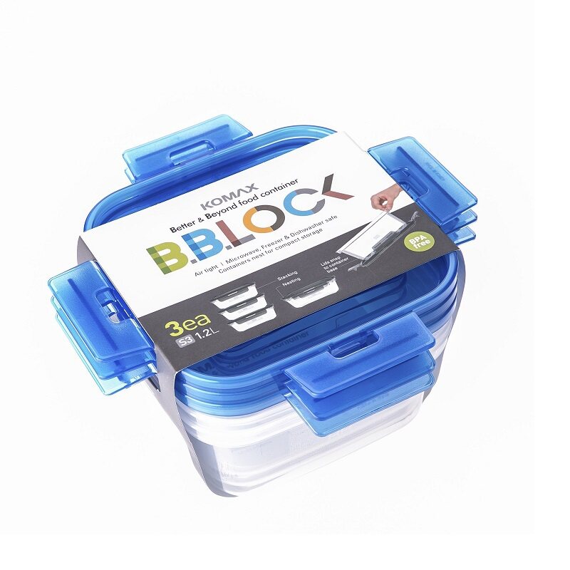 韩国原装进口KOMAX食品级PP食物保鲜盒餐盒储藏盒3件套1200ml