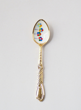 日本进口elfin不锈钢西餐勺小勺子咖啡勺精致甜品勺小花 下午茶