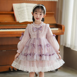 洛丽塔女童公主裙秋装洋气儿童蓬蓬网纱连衣裙秋季小女孩生日裙子