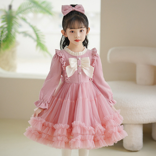 女童公主裙秋季2025新款小女孩洋气蓬蓬纱连衣裙秋装儿童秋冬裙子