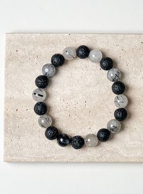 男女火山石黑发晶简约个性混搭