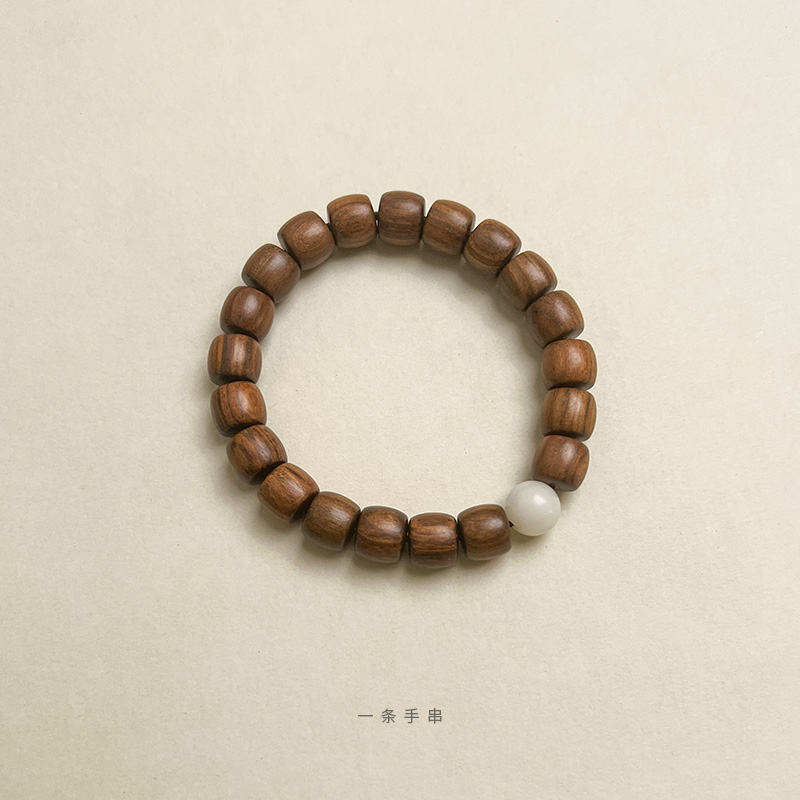 原创越南黄花梨手串白玉菩提简约个性古风木质檀香单圈手链男女款