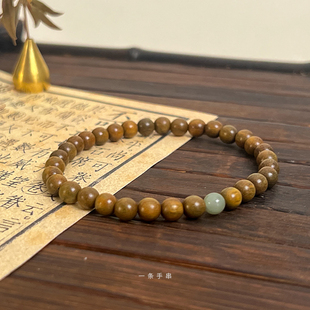 原创绿檀木手串翡翠玉珠转运个性 简约6mm檀香木质佛珠手链女款