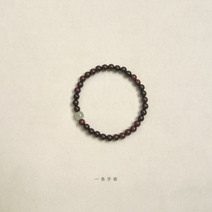 原创简约小众印度小叶紫檀佛珠手串国风和田玉檀香木女款细珠4mm