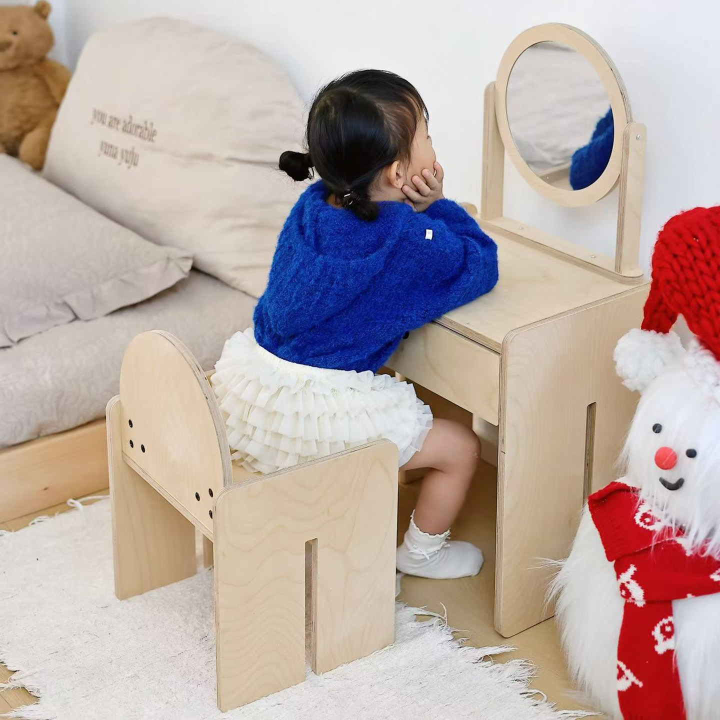 蒙氏儿童房布置宝宝卧室化妆桌韩国可爱原木风小户型迷你梳妆台,住宅家具,儿童桌/手工桌,淘宝优惠券,粉丝福利购,淘宝优惠卷