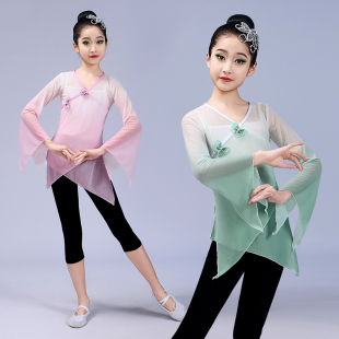 儿童古典舞蹈演出服中国舞民族舞练功服身韵纱衣服仙气飘逸表演服
