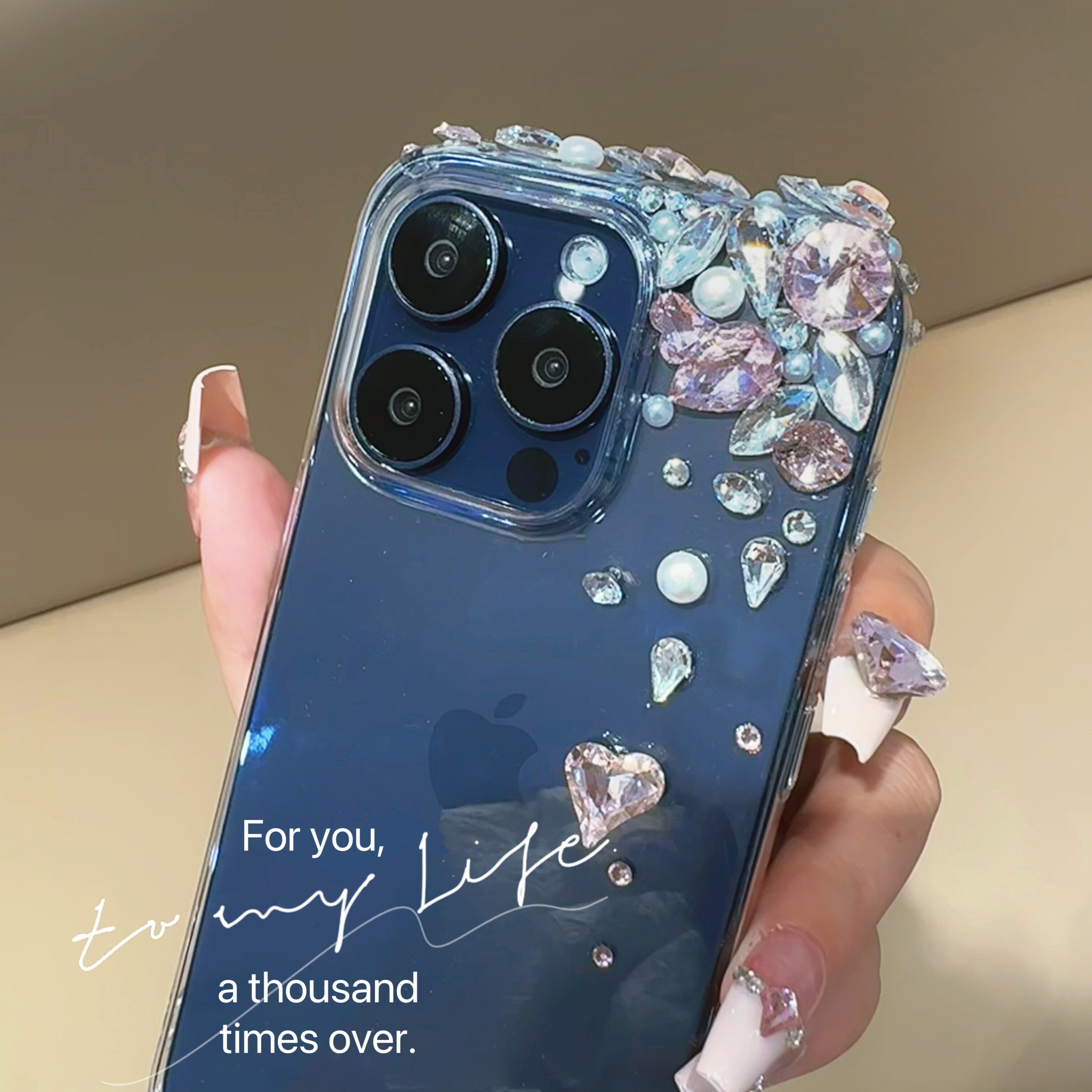 名媛粉苹果17奢华镶钻手机壳iphone15ProMax高档水晶14plus全包防摔女款16网红抖音专用13mini日韩