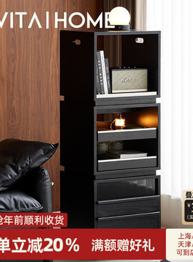 Nyota旋转书架实木客厅现代简约落地书柜轻奢高级客厅收纳展示架