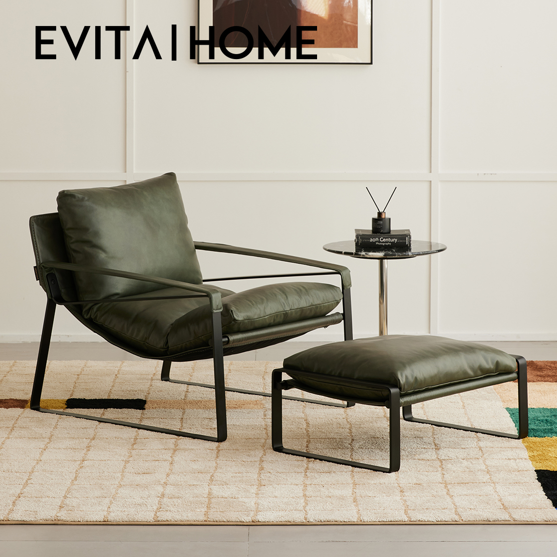 全真皮美式复古休闲椅单人沙发