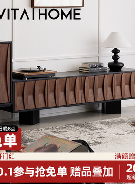 里川电视柜胡桃木中古风小户型客厅2025新款轻奢高级感收纳储物柜