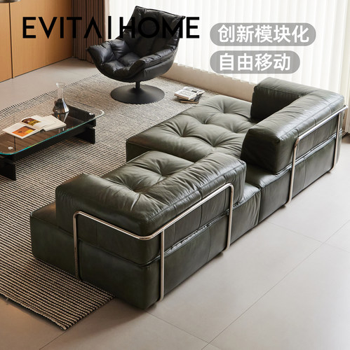 环岛模块沙发全真皮落地大户型