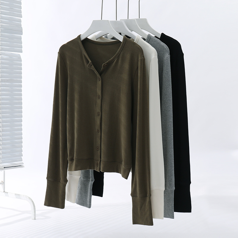 大码胖mm圆领/V领慵懒风开衫外套