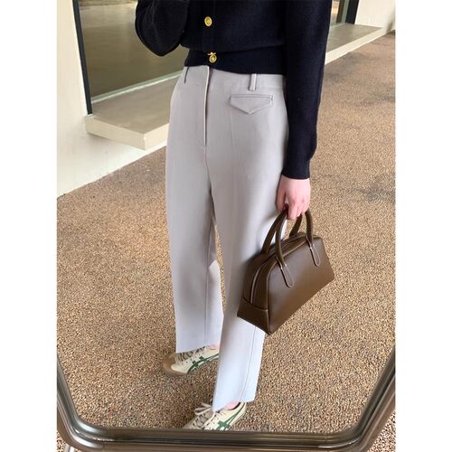 宽松高腰西装休闲裤女通勤长裤