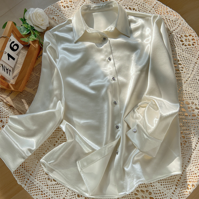 仿醋酸缎面衬衫法式轻奢通勤上衣