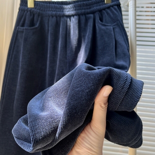 深色萝卜裤 女2025新秋冬灯芯绒雪尼尔条纹宽松香蕉毛呢糯米弯刀裤