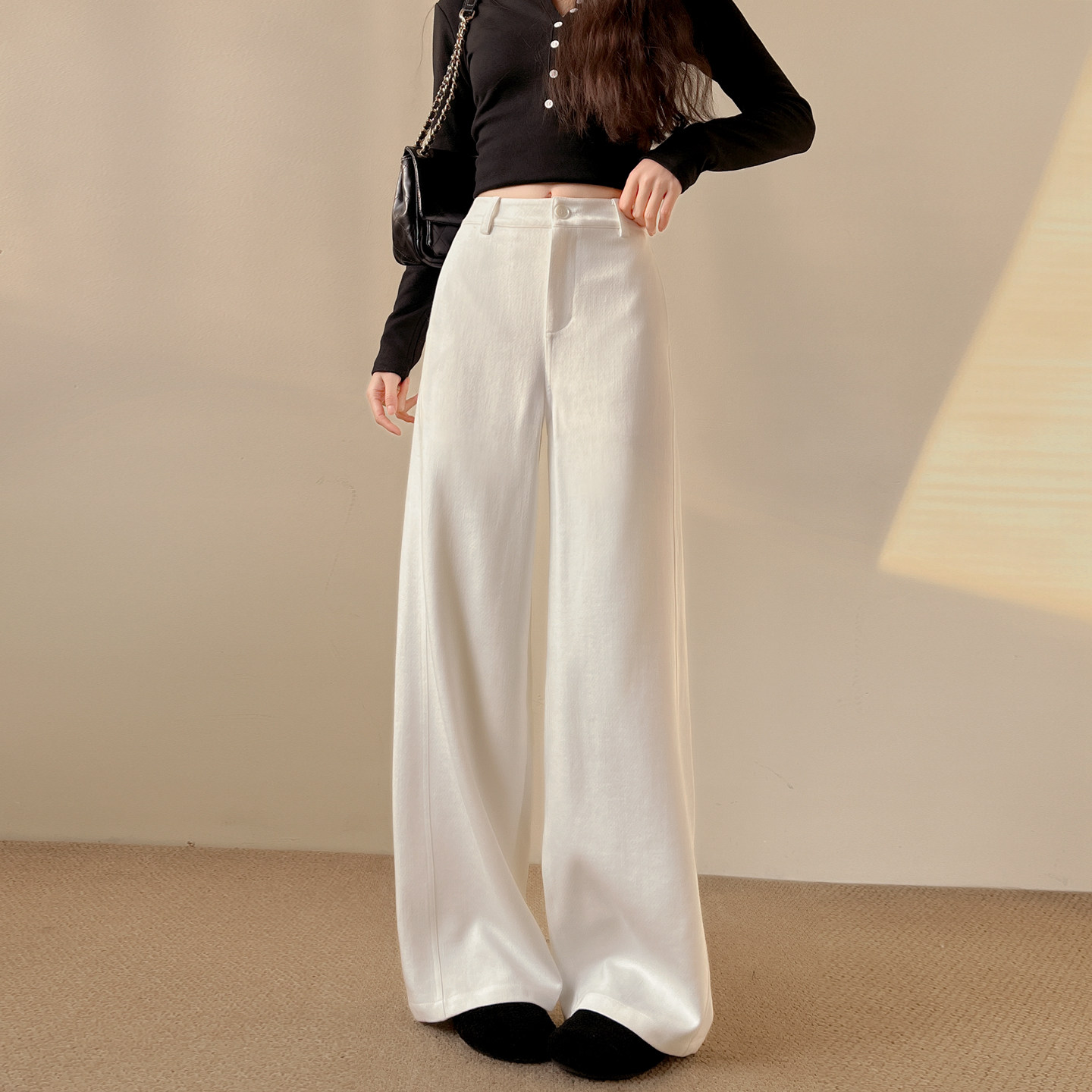 韩系窄版高腰阔腿休闲裤女春夏大码梨形身材遮胯显瘦宽松百搭西裤,女装/女士精品,大码裤装,淘宝优惠券,粉丝福利购,淘宝优惠卷