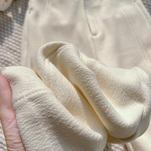 喇叭裤 女春秋2025桑蚕丝羊毛高腰垂感小个子西装 微喇裤 米白色窄版