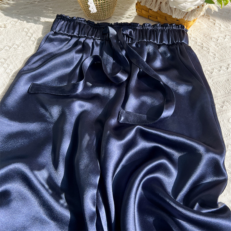 法式优雅洋气高级感缎面醋酸阔腿裤女薄夏季新款亲肤冰丝居家长裤,女装/女士精品,休闲裤,淘宝优惠券,粉丝福利购,淘宝优惠卷