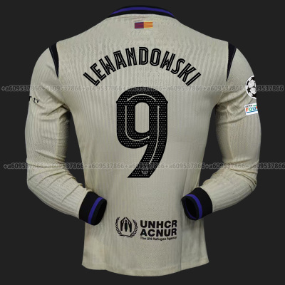 2526巴萨球衣亚马尔莱万欧冠球员版拉什福巴塞罗那客场足球服长袖