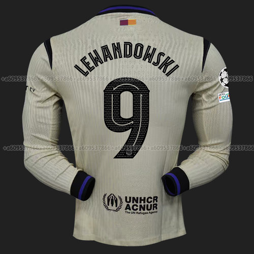 2526巴萨球衣亚马尔莱万欧冠球员版拉什福巴塞罗那客场足球服长袖