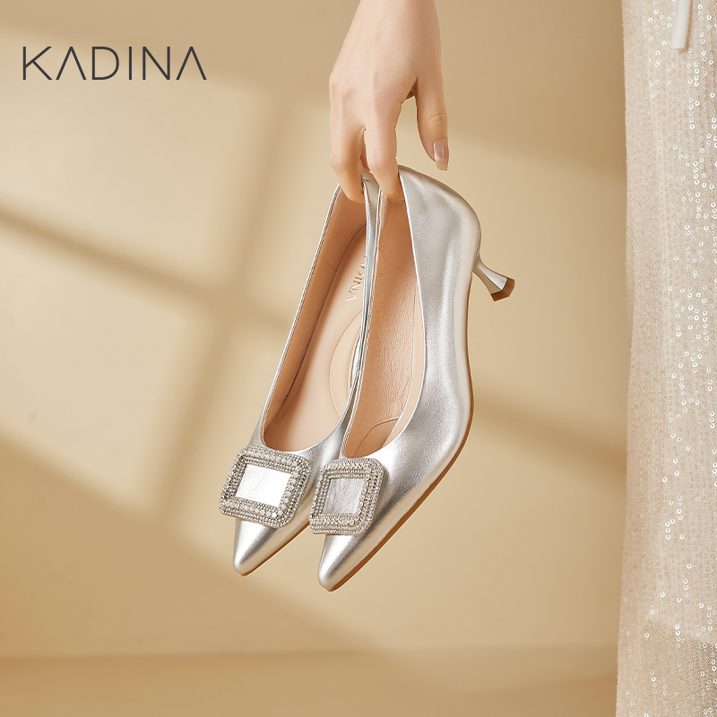 卡迪娜高跟鞋女气质高级不累脚2025新款细跟单鞋法式女士KS251529