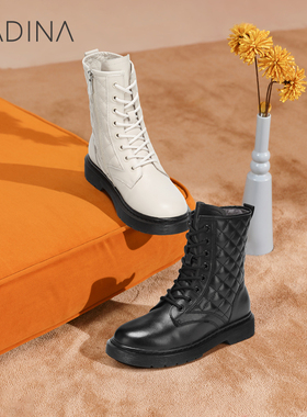 卡迪娜低跟小短靴中帮2025冬季新款巨好看马丁靴女靴子KLA00303